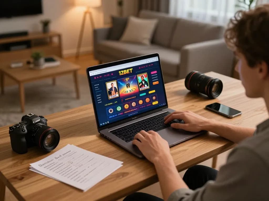 Buổi thảo luận chiến lược chơi game trực tuyến 12bet với người chơi tham gia trên màn hình laptop.