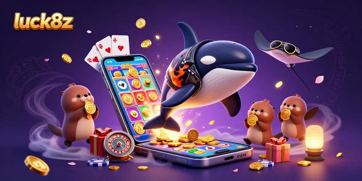 Experience the excitement of luck8z with vibrant sea creatures and golden treasures in this dynamic casino scene.