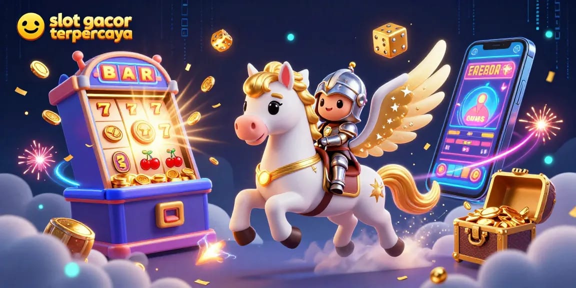 Experience thrilling wins with slot gacor terpercaya as knight and celestial horse explore dynamic casino adventures.