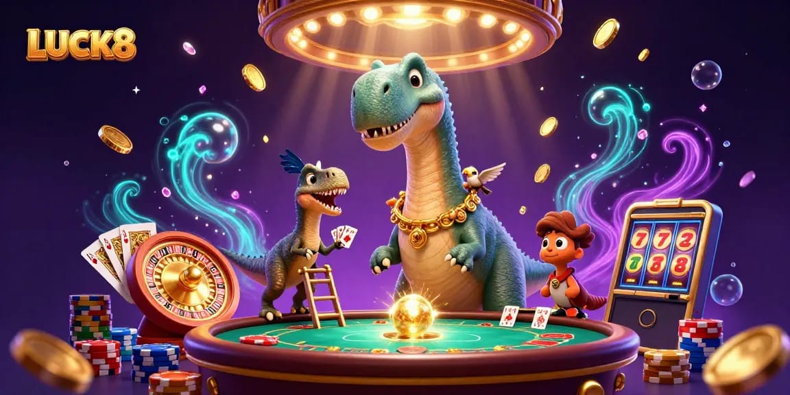 Play exciting games at LUCK8 casino with dynamic illustrations of thrilling gambling experiences.