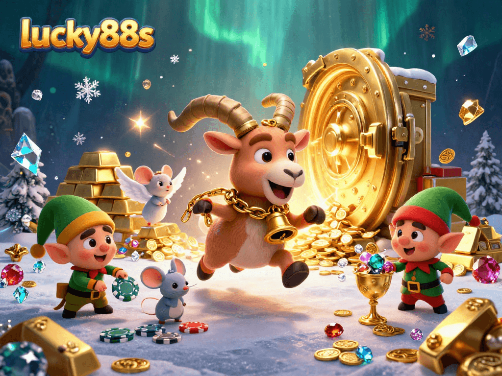 Experience exciting gaming at lucky88s with 3D cartoon characters in a vibrant casino setting.