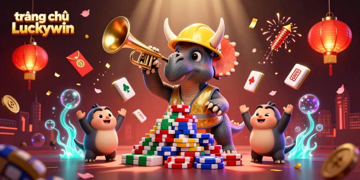 Experience thrilling wins at trang chủ Luckywin with festive 3D casino characters celebrating jackpot moments.