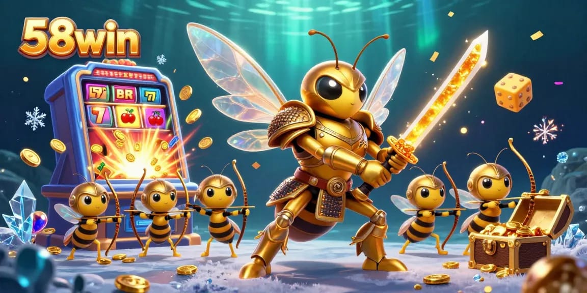 Experience the thrilling world of 58win with vibrant casino action and dynamic golden characters.