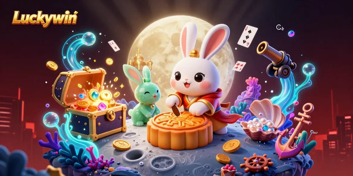 Experience thrilling gameplay and jackpots with Luckywin in this vibrant casino illustration.