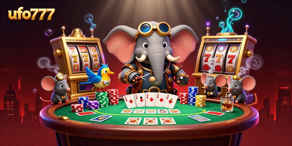 Play dynamic gambling games at ufo777 with exciting steampunk characters and vibrant casino elements.