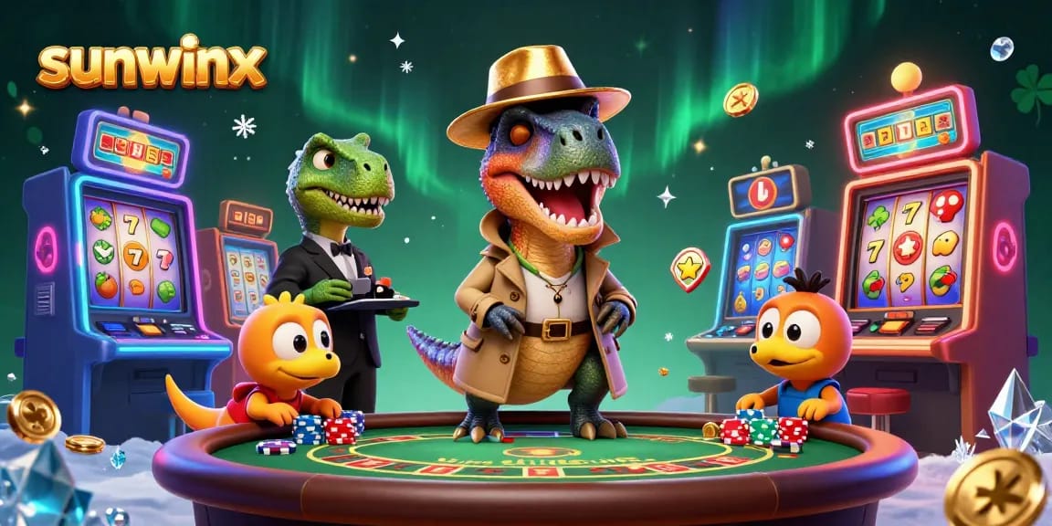 Experience sunwinx's thrilling blackjack action with vibrant cartoon characters in a bustling casino scene.