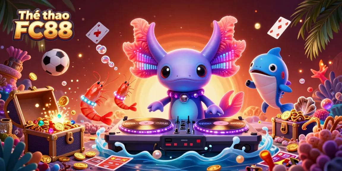 Engage in thrilling sports betting excitement with Thể thao FC88 featuring vibrant underwater elements.