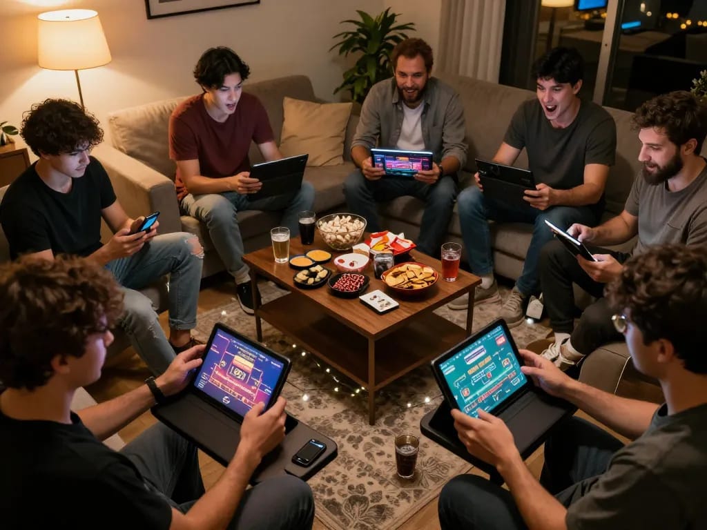 Exciting online gaming moment on go8 with players engaged and screens aglow while enjoying strategic gameplay.
