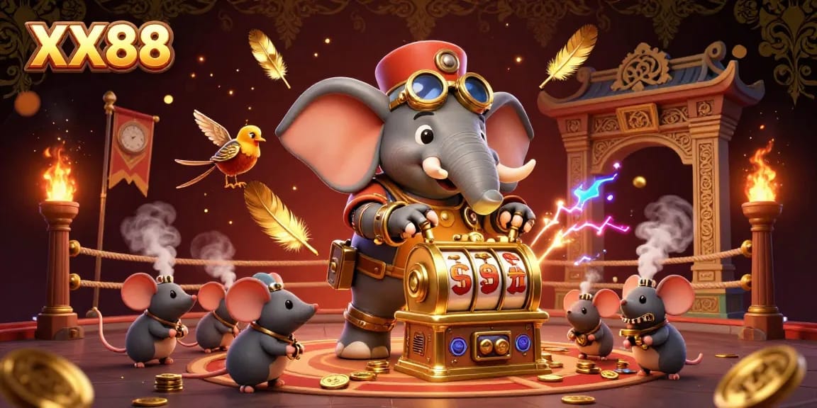 Experience the thrill of the XX88 slot machine in a vibrant casino scene with steampunk characters.