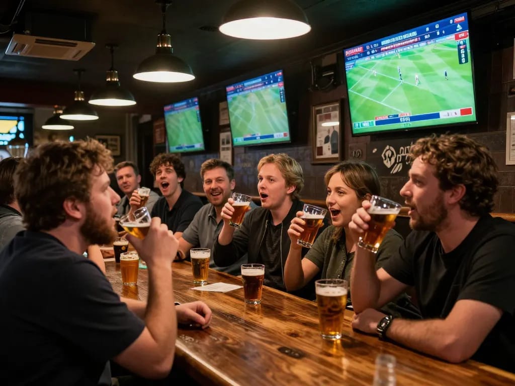 Engaged bettors enjoying the action on luongson live during a competitive football match