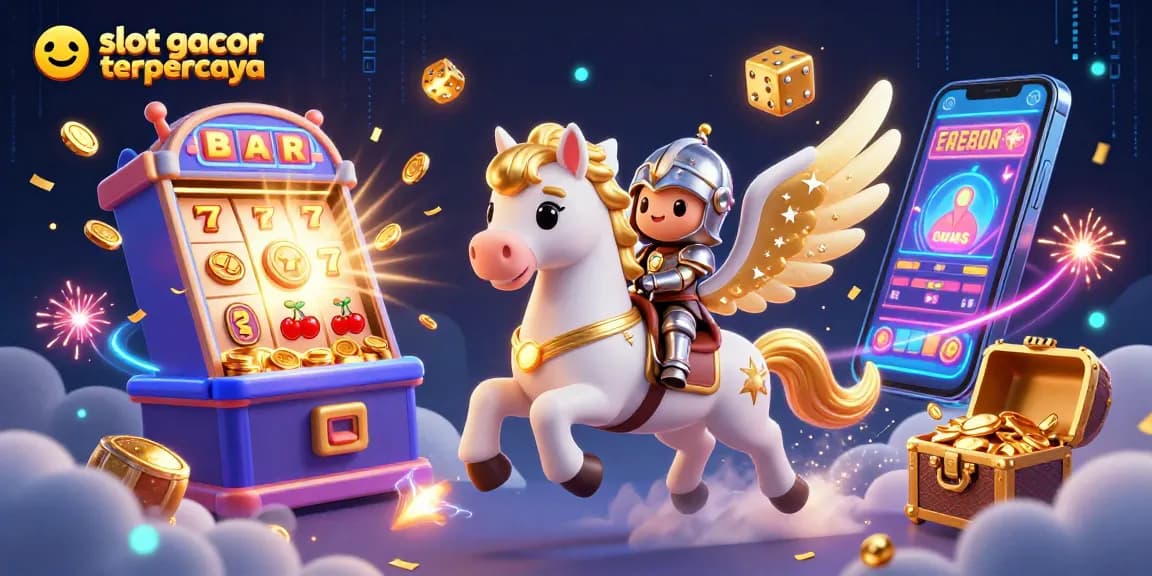 Experience thrilling wins with slot gacor terpercaya as knight and celestial horse explore dynamic casino adventures.