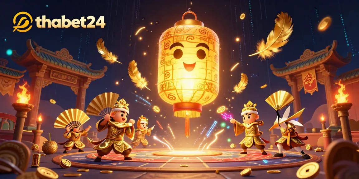 Engage in thrilling gameplay at thabet24 with a mystical casino scene featuring golden elements and vibrant characters.