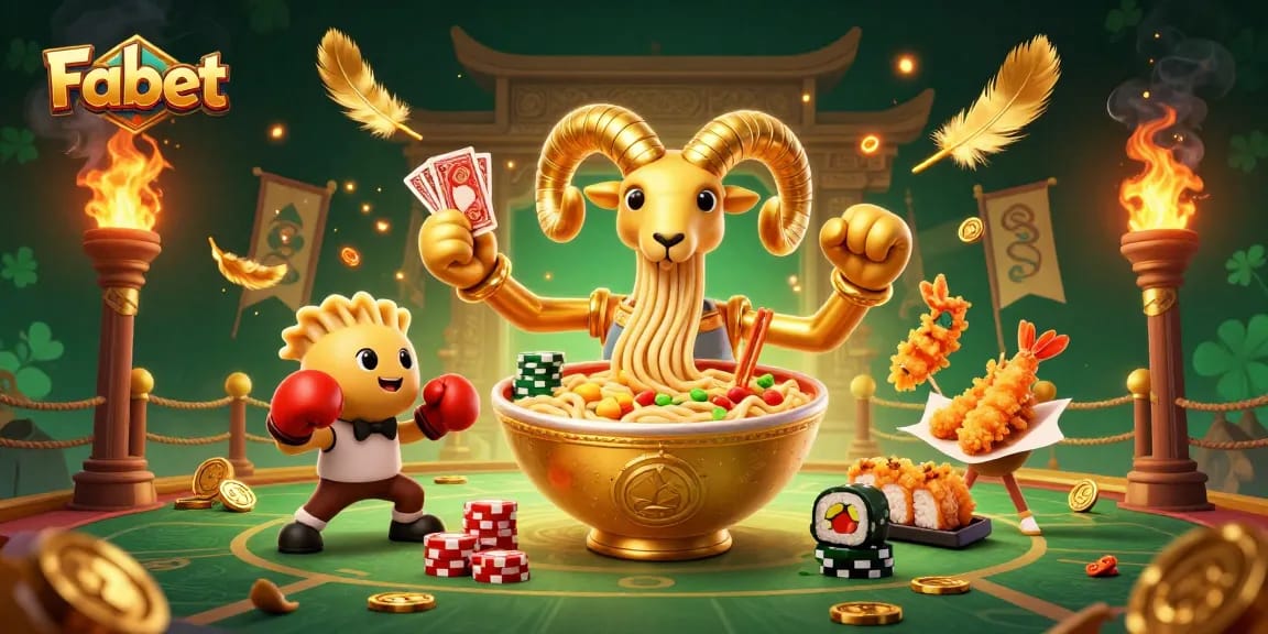 Fabet presents a 3D cartoon scene with vibrant characters and casino elements showcasing exciting gameplay action.