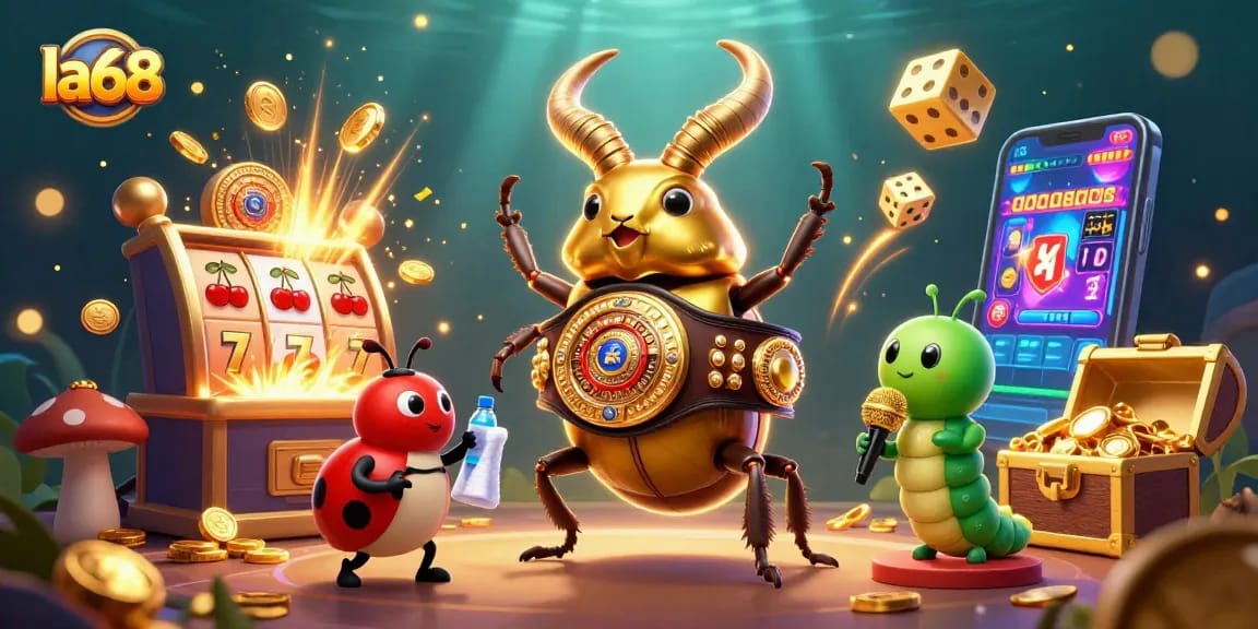 Experience exciting jackpots with la68 in this vibrant 3D casino illustration featuring thrilling game action.