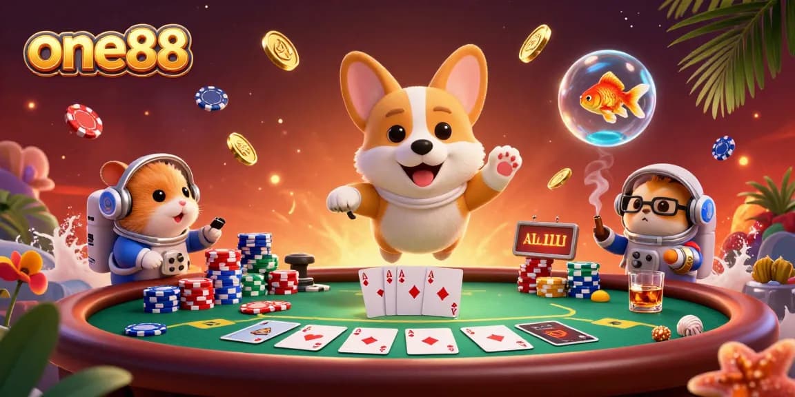 Experience exciting gameplay at one88 with astronauts and vibrant casino elements floating in space.