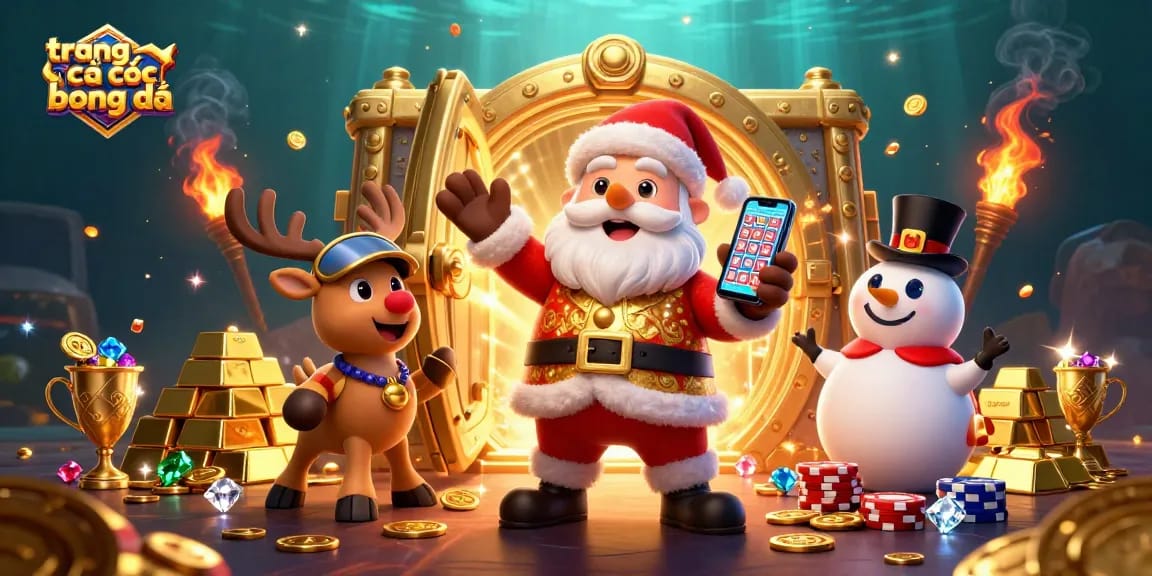 Engage in thrilling action on trang cá cược bóng đá, illustrated with festive characters in a vibrant casino scene.