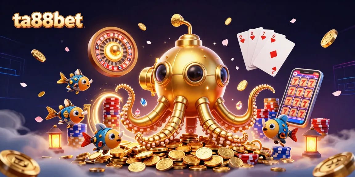 Experience thrilling gaming adventures with ta88bet's vibrant casino atmosphere, showcasing animated characters and rich elements.