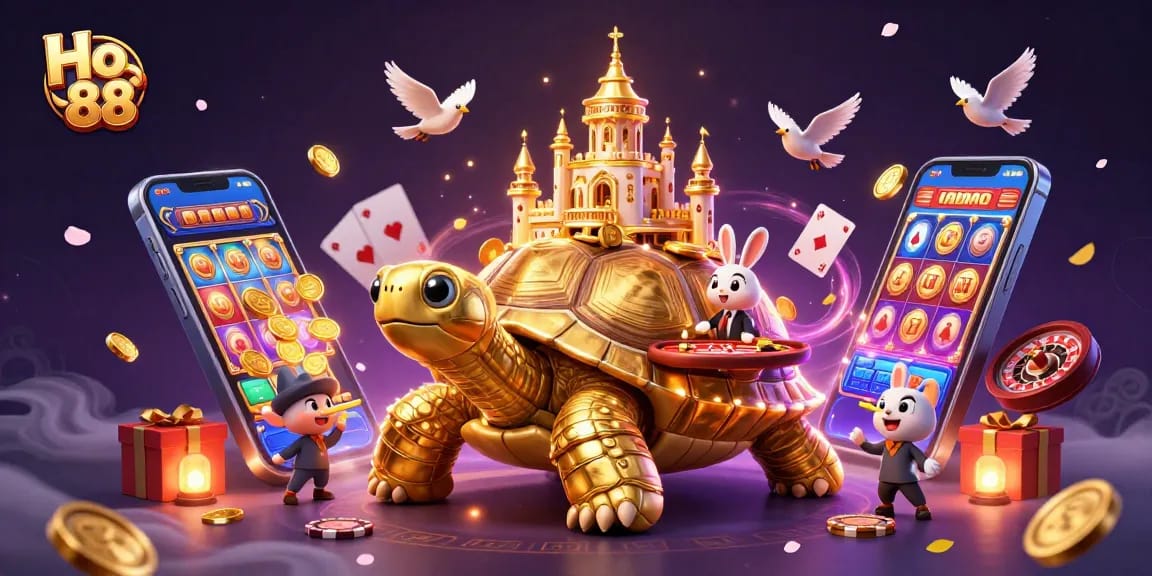 Discover thrilling gaming action at Ho 88 with a golden tortoise casino scene.