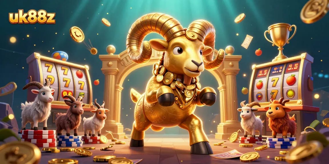 Experience the excitement of uk88z casino with dynamic slot reels and a captivating golden ram.