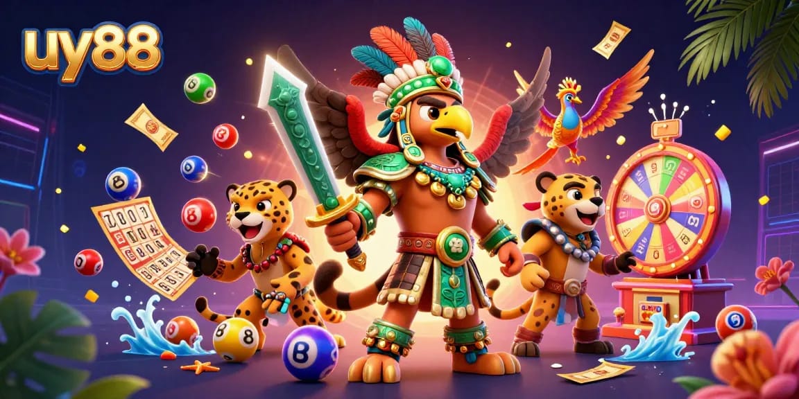 Engage with uy88's exciting gaming experience featuring vibrant lottery elements and dynamic characters.