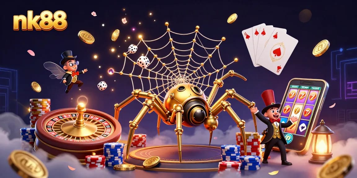 Interact with the lively nk88 casino scene showcasing steampunk elements and vibrant casino activities.