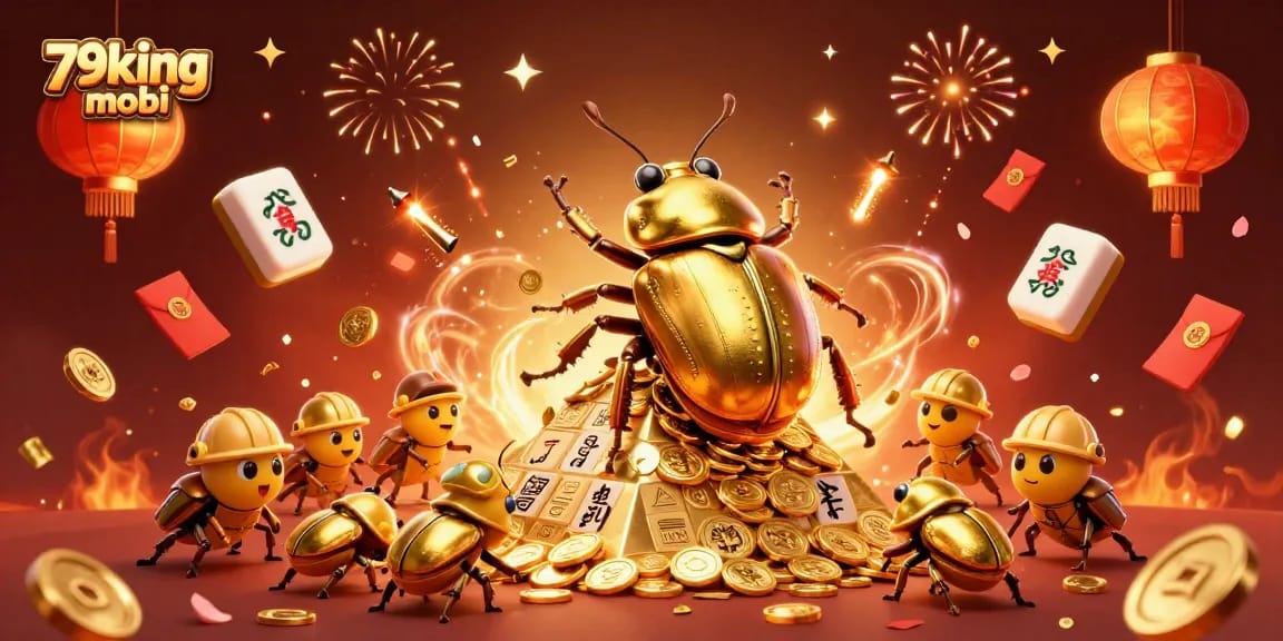 Experience the thrill of 79king mobi with vibrant golden casino symbols animated in a dynamic 3D illustration.