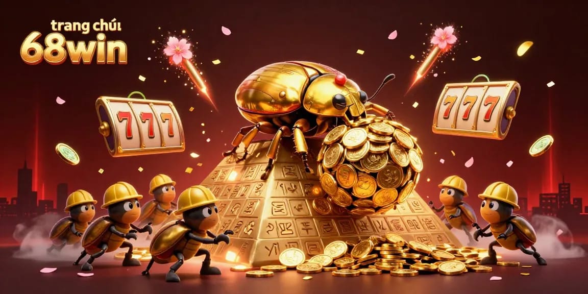 Engage in thrilling action at trang chủ 68win, featuring vibrant casino symbols and dynamic 3D elements.