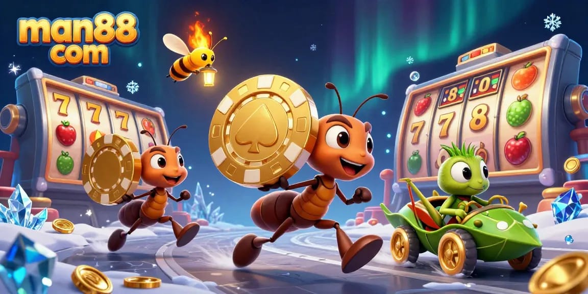 Engage with exciting games at man88 com, featuring a thrilling heist scene with animated casino elements.