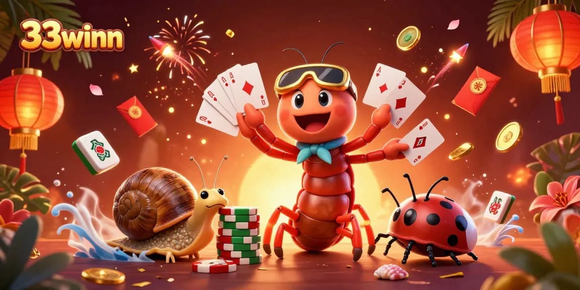 Engage in thrilling action at 33winn with a colorful scene featuring a millipede dealer and high-roller characters.
