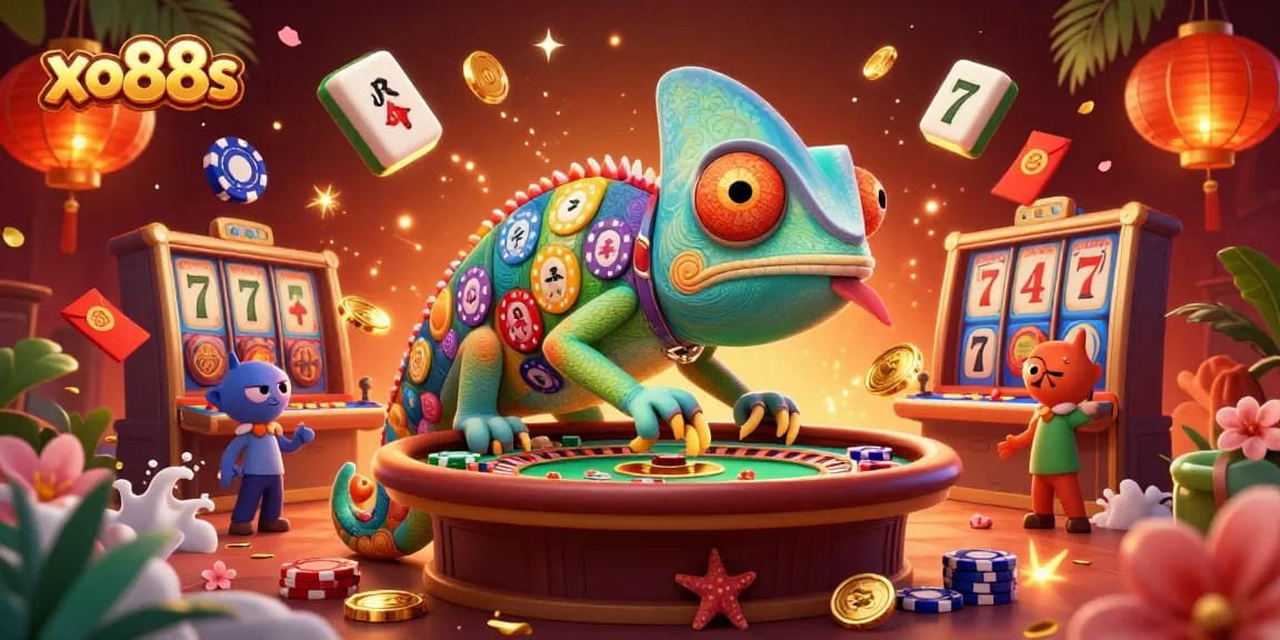 Join the excitement at xo88s with a dynamic 3D scene of animated casino action.