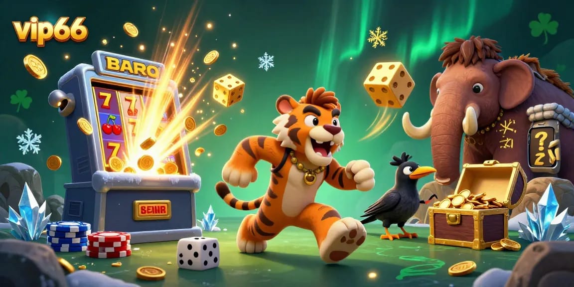 Experience thrilling wins at vip66 with a vibrant prehistoric casino jackpot scene.