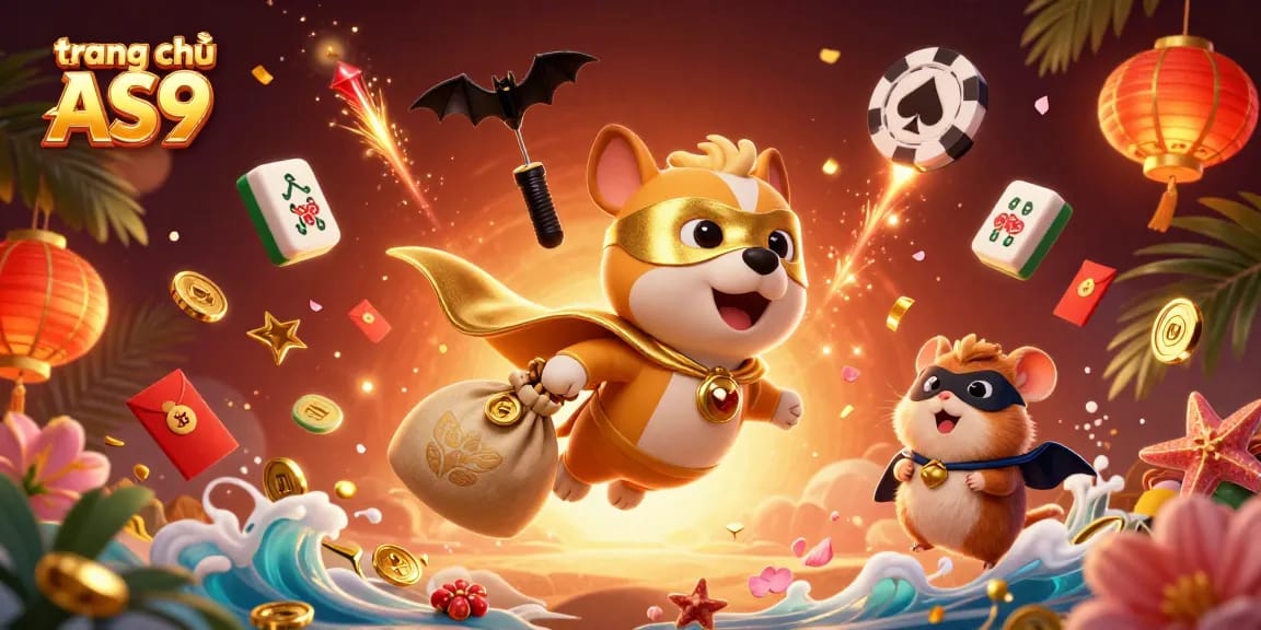 Engage with the vibrant action of trang chủ AS9 featuring a heroic dog and dynamic gambling elements.