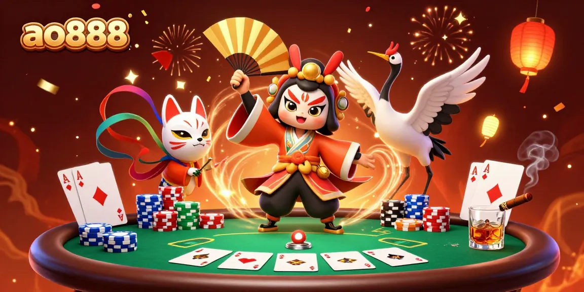 Engage in thrilling poker with ao888 as a kabuki warrior and kitsune bring the action alive.