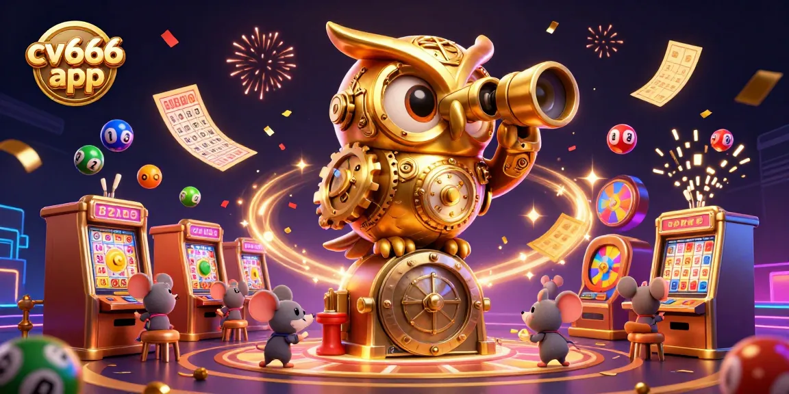 Engage with the exciting cv666 app featuring a vibrant casino scene highlighted by a whimsical owl and lively game elements.