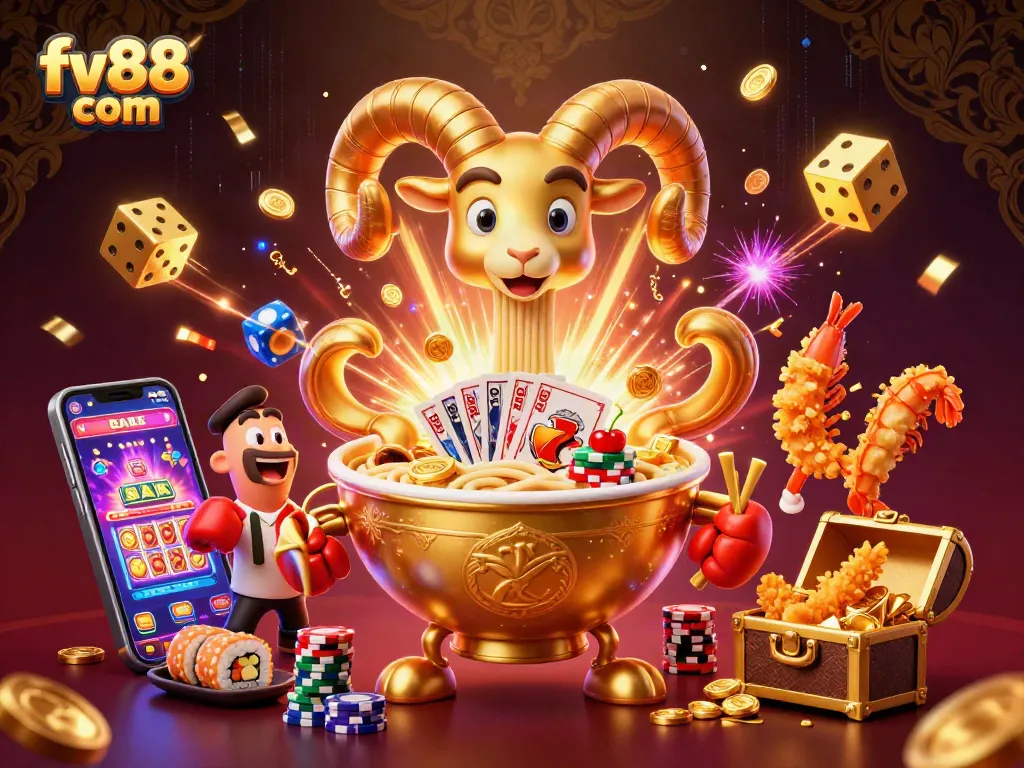 Bet big with fv88 com's vibrant slot game scene featuring lively characters and exciting elements.