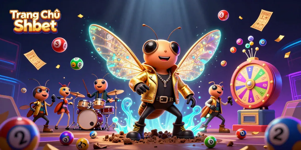 Experience the excitement at Trang Chủ Shbet with a vibrant 3D illustration of a rock star cicada and backup singers.
