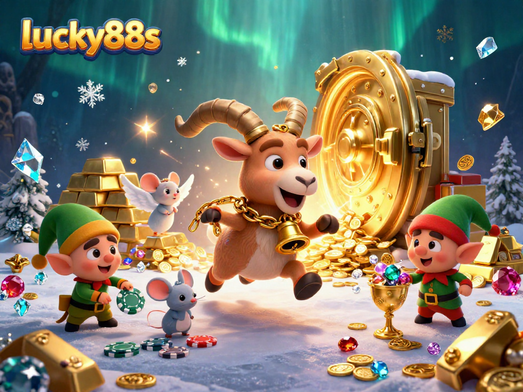 Experience exciting gaming at lucky88s with 3D cartoon characters in a vibrant casino setting.