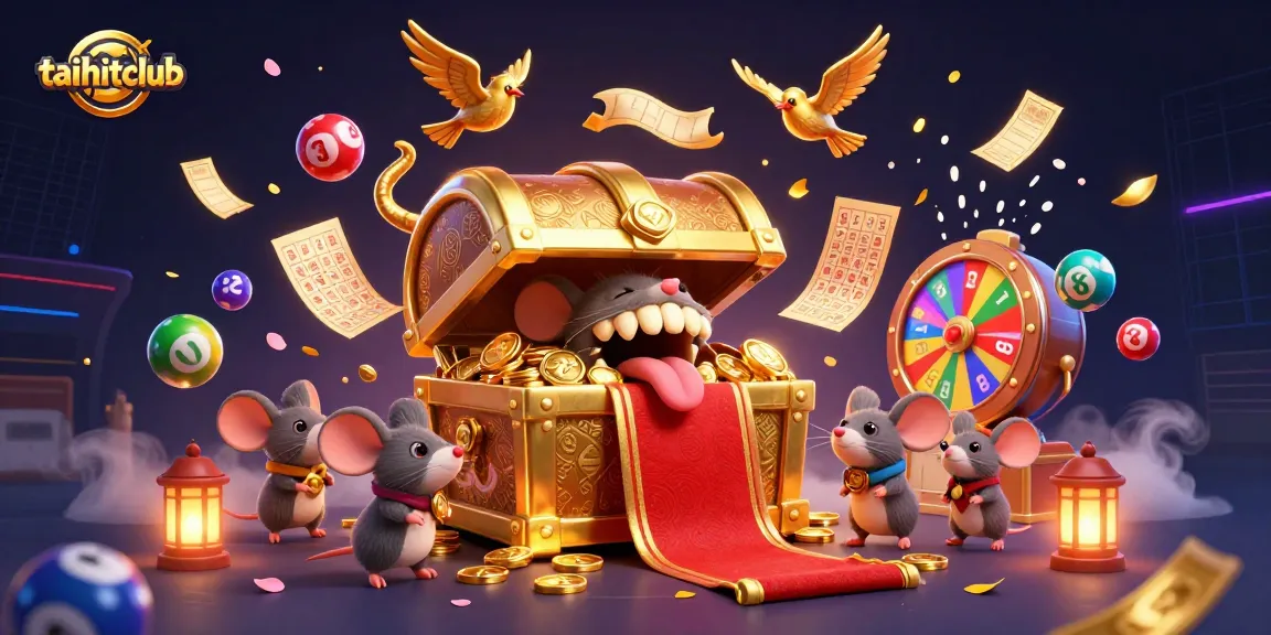 Join the thrill of taihitclub with a vibrant scene featuring a treasure chest and exciting lottery elements.