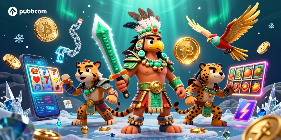 Engage in thrilling casino action with pubbcom, featuring vibrant slot reels and dynamic crypto elements.