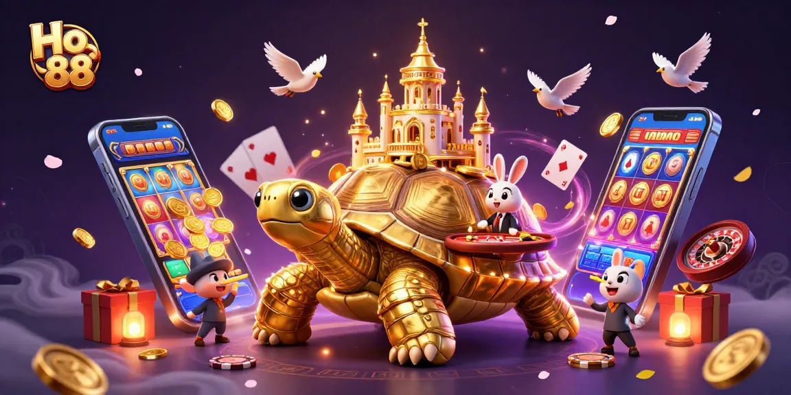 Discover thrilling gaming action at Ho 88 with a golden tortoise casino scene.