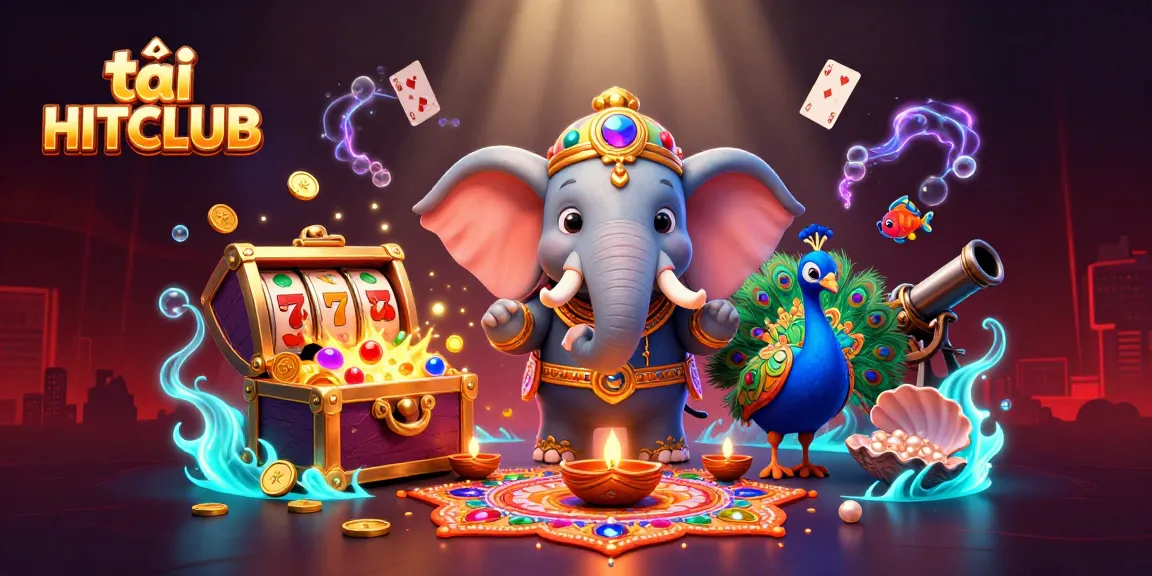 Join the excitement at tải HITCLUB, featuring a vibrant 3D casino scene with colorful characters and game elements.