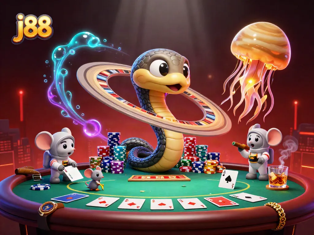 Experience dynamic bets at j88 with cosmic dealer and vibrant casino elements