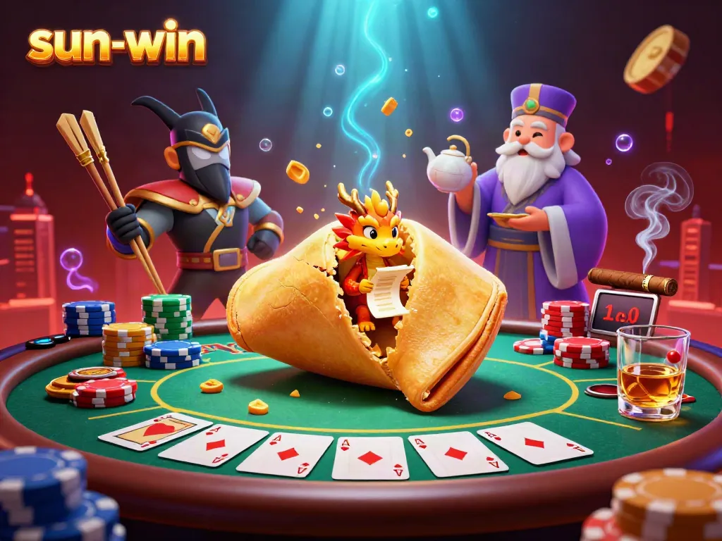 Experience thrilling gaming action at sun-win with a vibrant scene of fortune and poker.